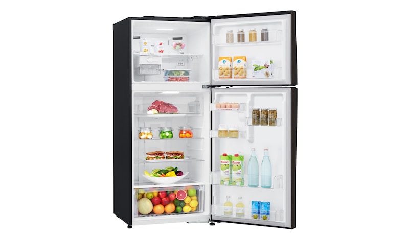 LG 441L Top Mount Fridge with Door Cooling+™ in Anti-fingerprint Black Steel, GT-442BTDC